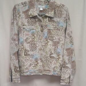Christopher & Banks Linen Blend Patterned Jacket - Size L